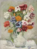 Ferdinand Emile Polack, Still Life with Flowers, Oil on canvas
