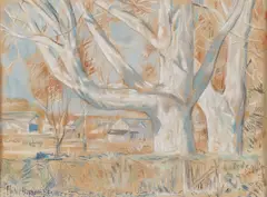 Childe Hassam, Rural Fall Landscape, Pastel on paper