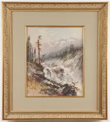 Yosemite Mountain Landscape by Hugo Anton Fisher, Watercolor, sold Jun 2025