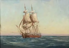 Triple Master at Sea by C. Myron Clark, Oil on canvas, sold Jun 2025