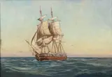 C. Myron Clark, Triple Master at Sea, Oil on canvas
