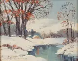 Ernest Fredericks, The Glory of Winter Near Catskill N.Y., Oil on canvas