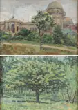 Alma Held, Spring Landscape & Landscape with Buildings, Oil on board