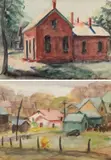 Alma Held, Red House & Backyard - a pair of paintings, Watercolor