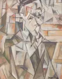 Ivan Al’Bertovich Puni, Cubist portrait of Man, Gouache