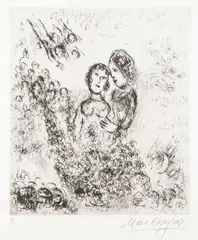 Couple et Anges by Marc Chagall, Etching on paper, sold Jun 2025