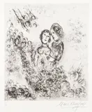 Marc Chagall, Couple et Anges, Etching on paper