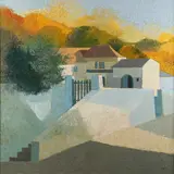 Dominique Dorié, La Cour Ensoleillée, Oil on canvas