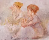 Antonio Gonzalez Collado, Seated Ballerinas, Oil on canvas