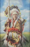 Lunda Hoyle Gill, Indian Chief in Full Regalia, Oil on canvas
