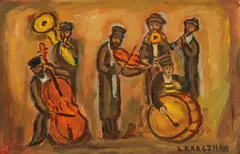 Simon Natan Karczmar, Jewish Musicians, Oil on card