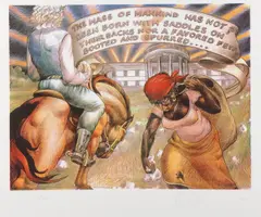 Luis Jiménez, The Mass of Mankind, Color lithograph
