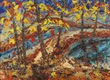Louis Cheskin, Impressionistic Fall Landscape, Oil on Masonite