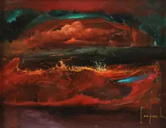 Dario Campanile, Paesaggio Fossile, Oil on canvas