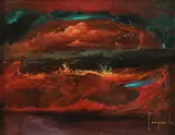 Dario Campanile, Paesaggio Fossile, Oil on canvas