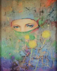 Study of Eyes by Yankel Ginzburg, Acrylic and pastel on board, sold Jun 2025