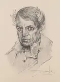 Portrait of Pablo Picasso by Salvador Dalí, Lithograph on paper, sold Jun 2025