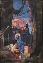 Erwin Stolz, Christ and the Woman at the Well, Watercolor and gouache