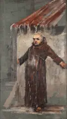Paul E. Harney, Monk Beneath Drenching Awning, Oil on Board