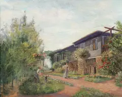 Cora A. van Eppe, Impressionistic Garden Scene, Oil on canvas