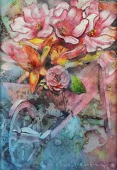 Garden Dreams by Yankel Ginzburg, Sealed watercolor, sold Jun 2025