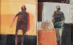 Mike Rivero, Hey! You got the Time? & Personage - a pair of paintings, Both oil on board
