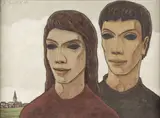 Georges Soteras, Young Husband and Wife, Oil on canvas