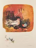 Hoi Lebedang, Birds, Color lithograph with embossing