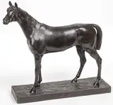 Jules Moigniez, A Stallion, Bronze with dark brown patina