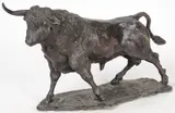 Carlos Garcia, Charging Bull, Bronze with dark brown patina