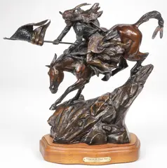 Ken Payne, Victory on the Greasy Grass, Bronze with dark brown patina and polychrome