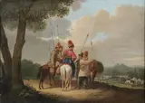 Alexander Orlovsky, Cossacks in a Mountainous River Landscape, Oil on canvas
