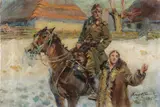 Soldier on Horseback by Jerzy Kossak, Oil on canvas, sold Nov 2024