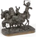 Evgeni Alexandrovich Lanceray, Georgian Boy with Donkeys, Bronze with dark brown patina