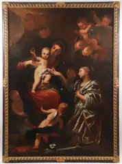 The Mystic Marriage of St. Catherine by Livio Mehus, Oil on canvas, offered Nov 2024