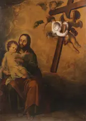 Nicolas Rodriguez Jaurez, Saint Joseph and infant Christ contemplating the Cross, Oil on canvas