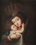José de Páez, Nuestra Senora Refugio, Oil on canvas laid down