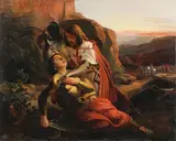 Johann Friedrich Overbeck, Prince Tancred of Galilee Baptizing Clorinda, Oil on canvas