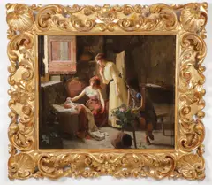 Carlo Facchinetti, The New Arrival, Oil on canvas