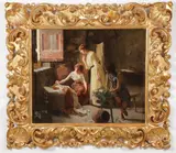 Carlo Facchinetti, The New Arrival, Oil on canvas