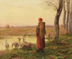Aimé Perret, Guarding the Geese, Oil on canvas