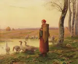 Aimé Perret, Guarding the Geese, Oil on canvas