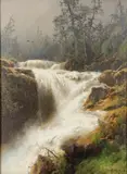 Hermann Herzog, Tumbling Waters, Oil on canvas