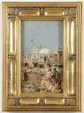 José Arpa, Moroccan Market Scene, Oil on board