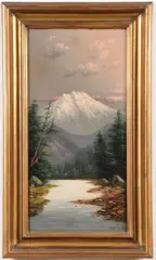 Eliza Barchus, Sunset - Mt. Shasta, Oil on board