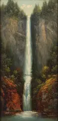 Eliza Barchus, Multnomah Falls, Columbia Highway, Oil on board