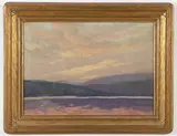 Lilian Pherne Bain, Dusk Waterfront Landscape, Oil on board