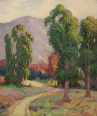 J. Bahne ?, California Summer Landscape, Oil on board