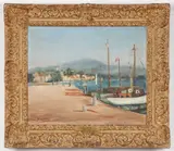 Henryk Hayden, Le port et la plage de Saint Tropez, Oil on canvas