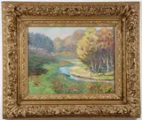 American & French School?, Impressionistic Early Fall River Landscape, Oil on canvas